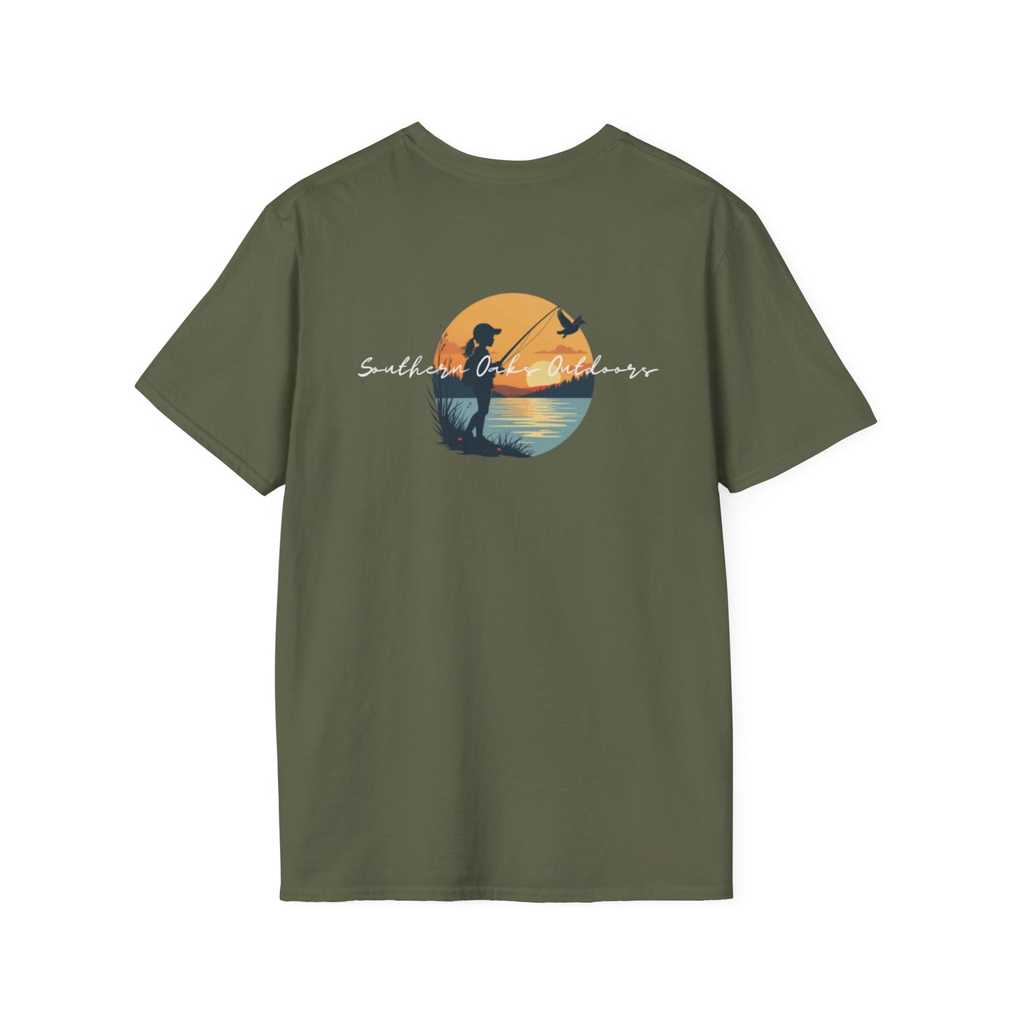 SoftStyle T-Shirt - Duck Head Logo w/ Girl Fishing on back